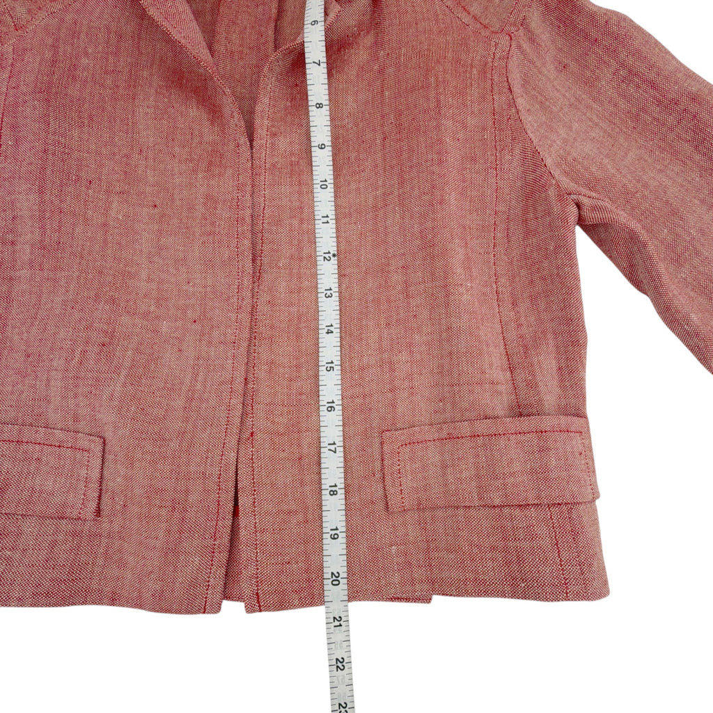 CAROLINA HERRERA Cropped Open Front Silk Blend Jacket in Red 4|S