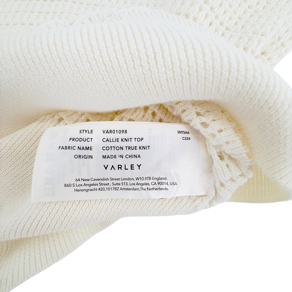 VARLEY Callie Knit Top in Egret XS