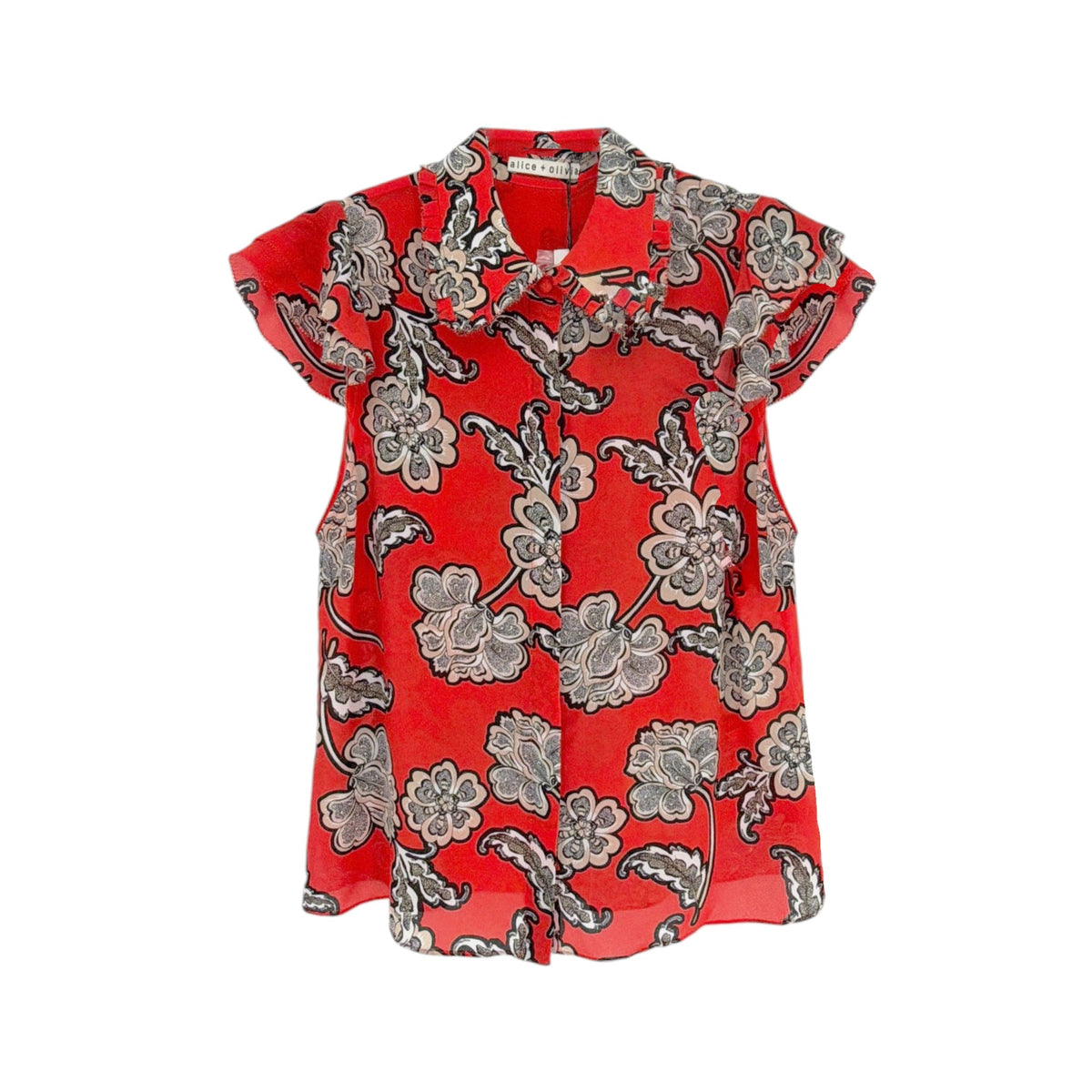 ALICE+OLIVIA Martel Silk Blouse in Landmark S