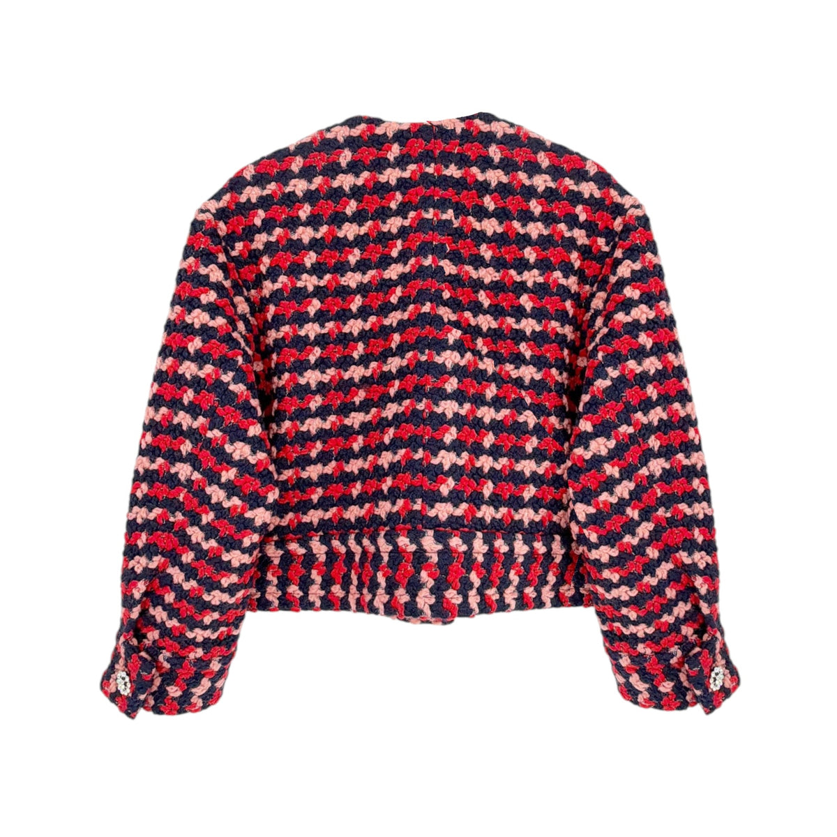 ESSENTIEL ANTWERP Wool Blend Tweed Jacket in Navy Peach & Red XS