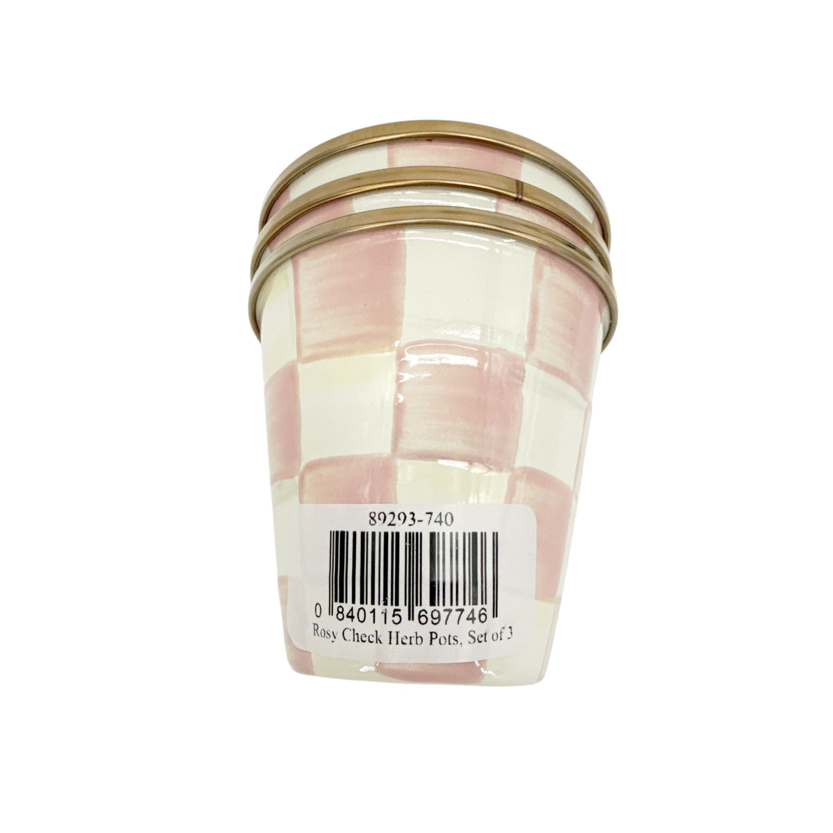 MACKENZIE-CHILDS Herb Pots in Rosy Check Set of 3