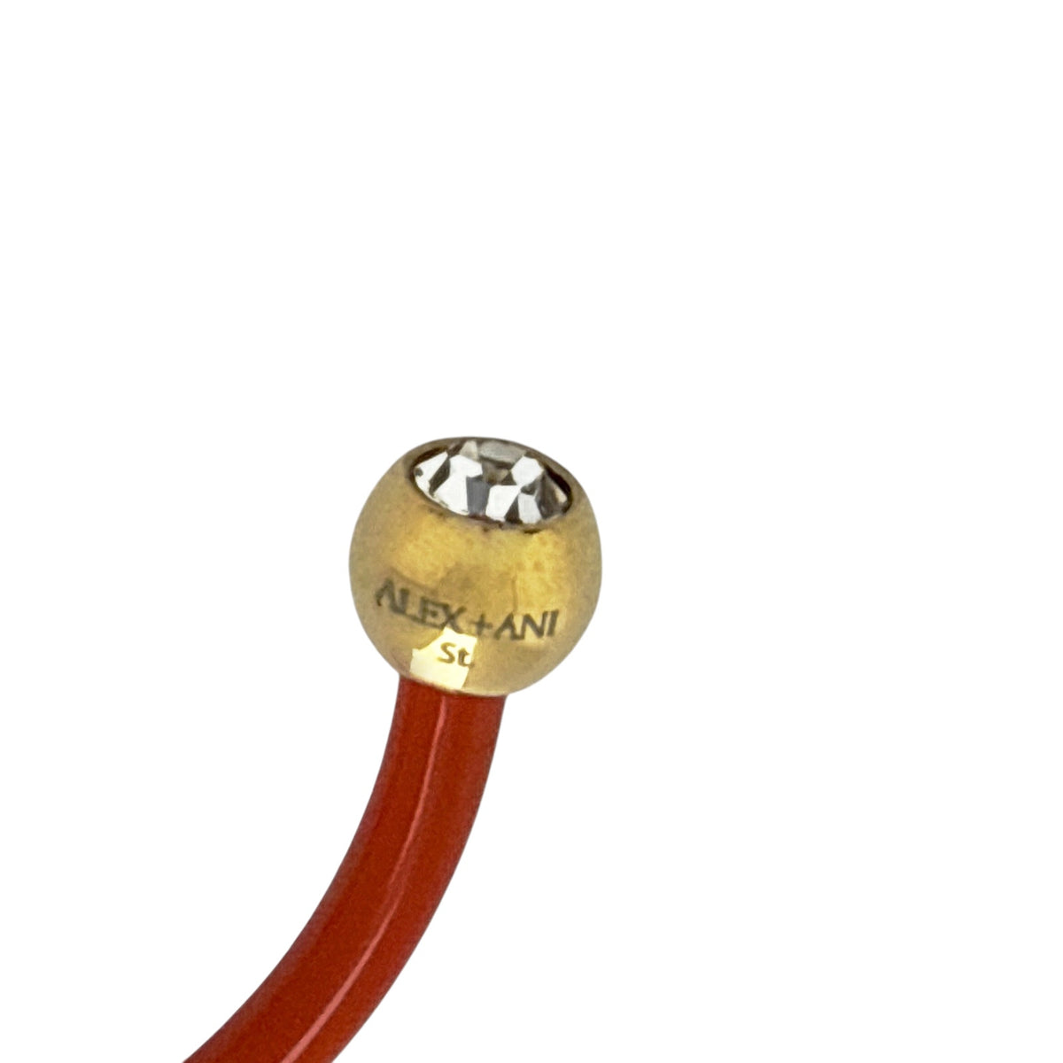 ALEX+ANI Bezel Stone Enamel Cuff in Coral Red