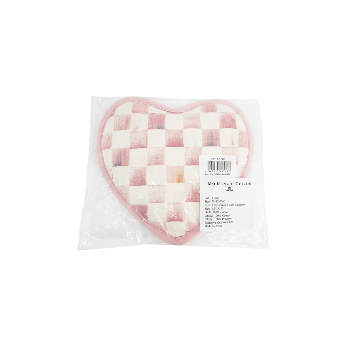 MACKENZIE-CHILDS Rosy Check Heart Potholder