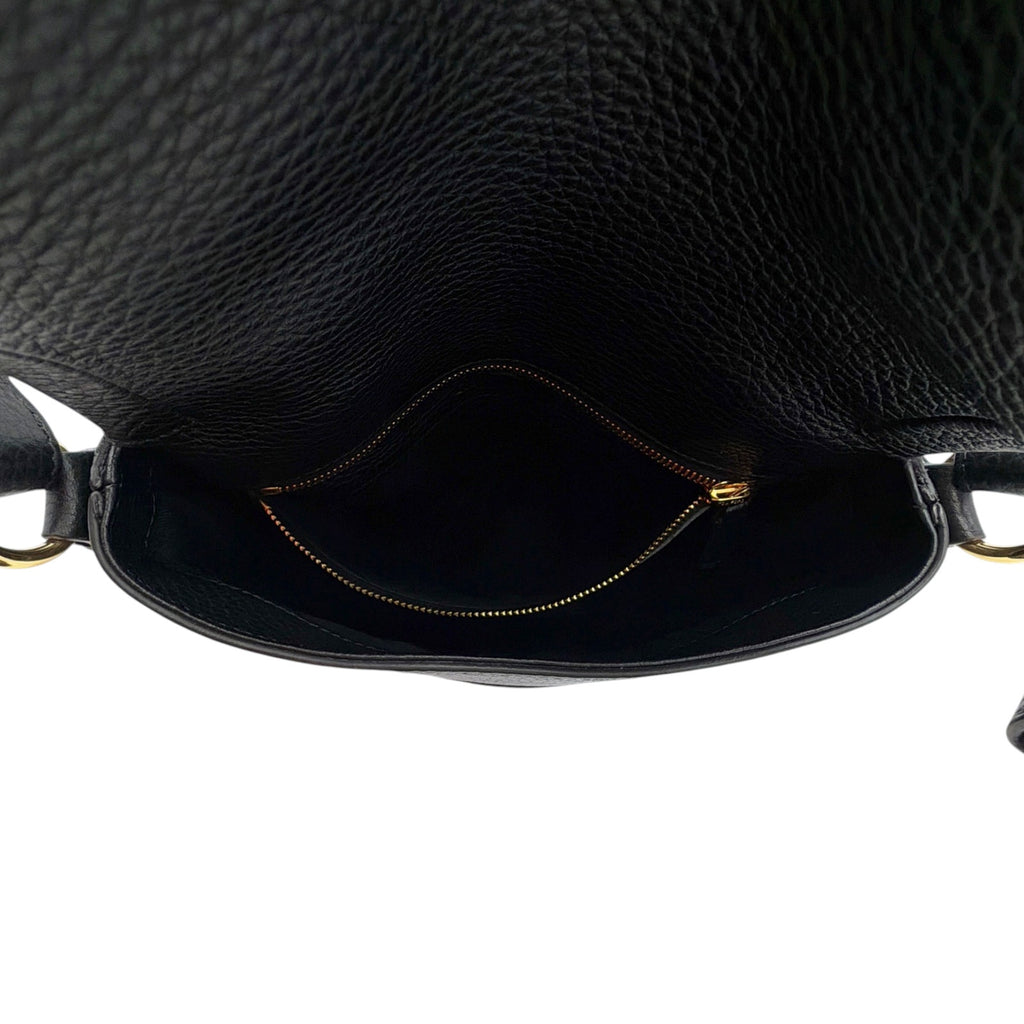TOM FORD Jennifer Medium Double Strap Bag in Black Grained Leather