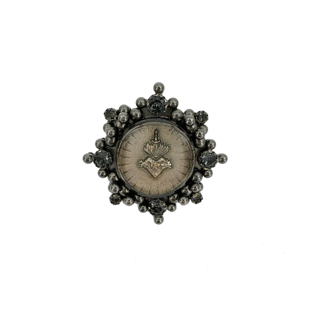 VSA Cloister Sacred Heart Ring Gunmetal Size 6