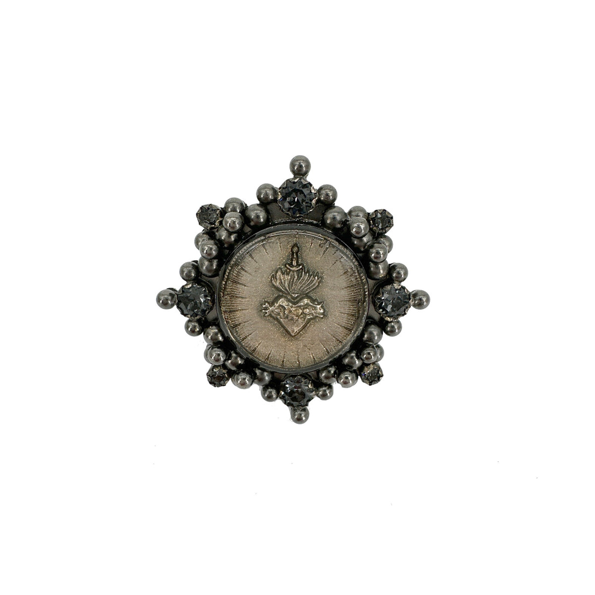 VSA Cloister Sacred Heart Ring Gunmetal Size 6