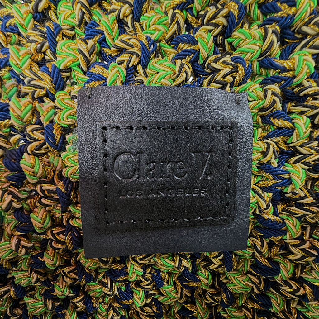 CLARE V. Ramya Bag in Green & Navy Metallic Crochet