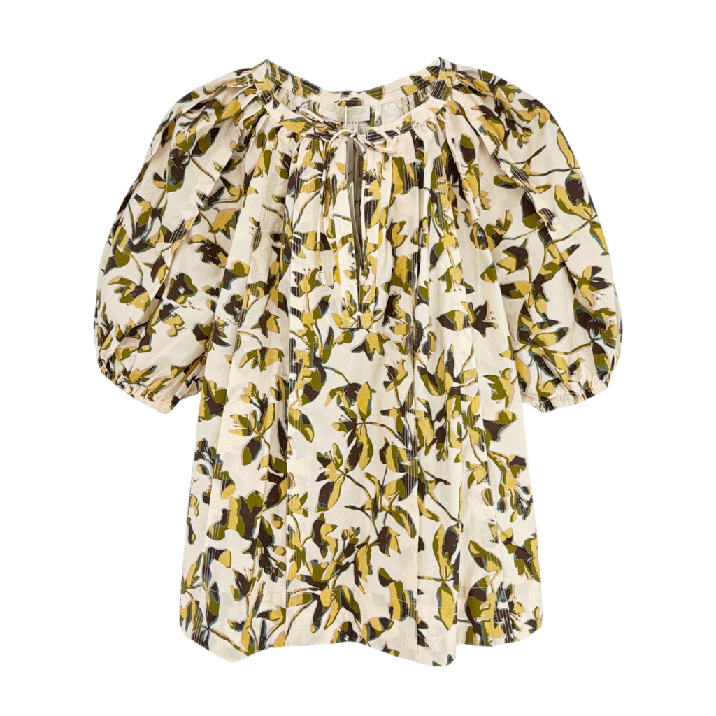 ULLA JOHNSON Loli Short Sleeve Blouse in Lucent 2|S