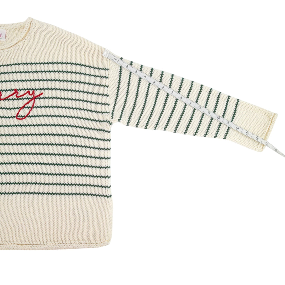 PINK PINEAPPLE Chloe Stripe Rollneck Merry Sweater in Ivory/Green XS
