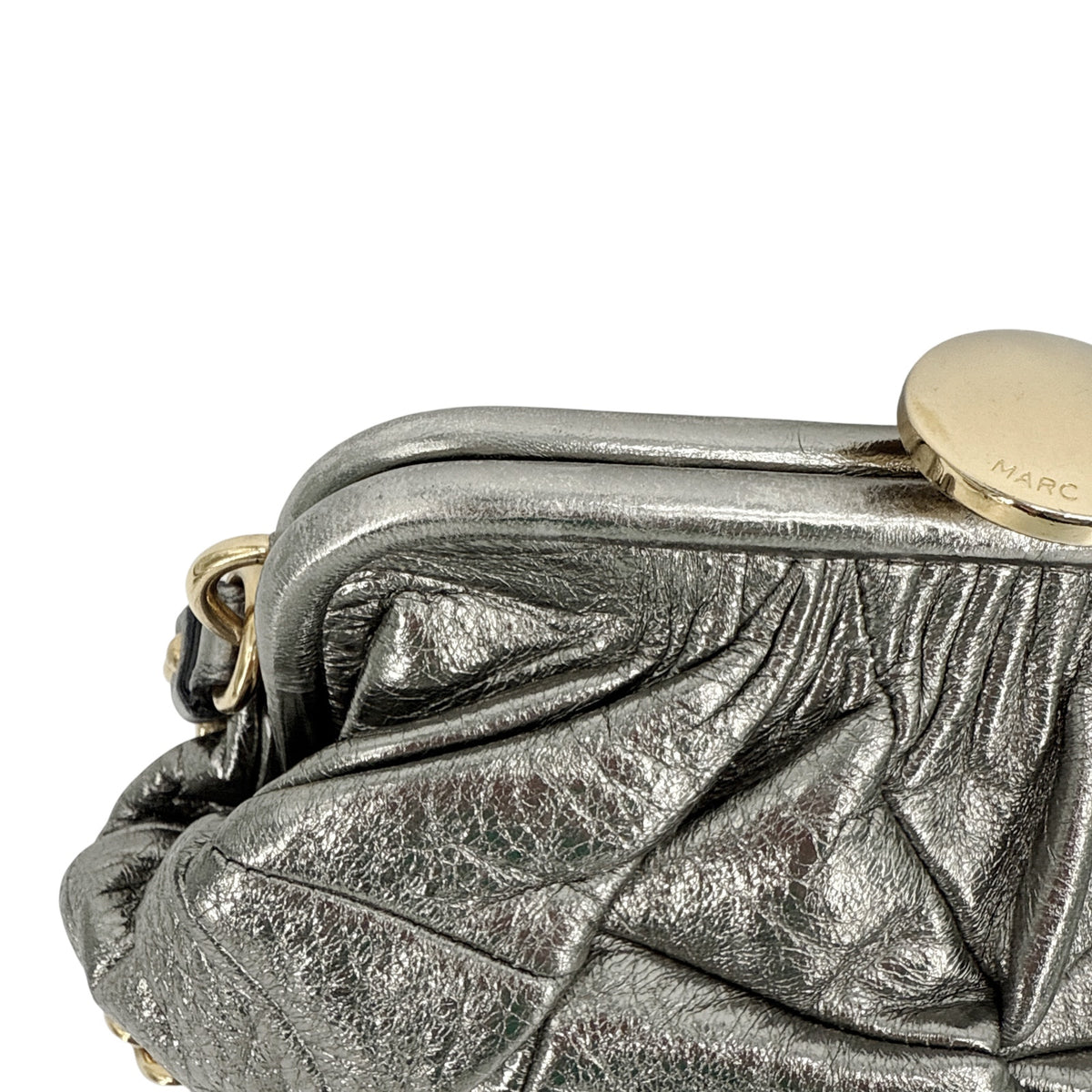 MARC JACOBS Collection Patchwork Metallic Leather Little Stam Bag in Silver