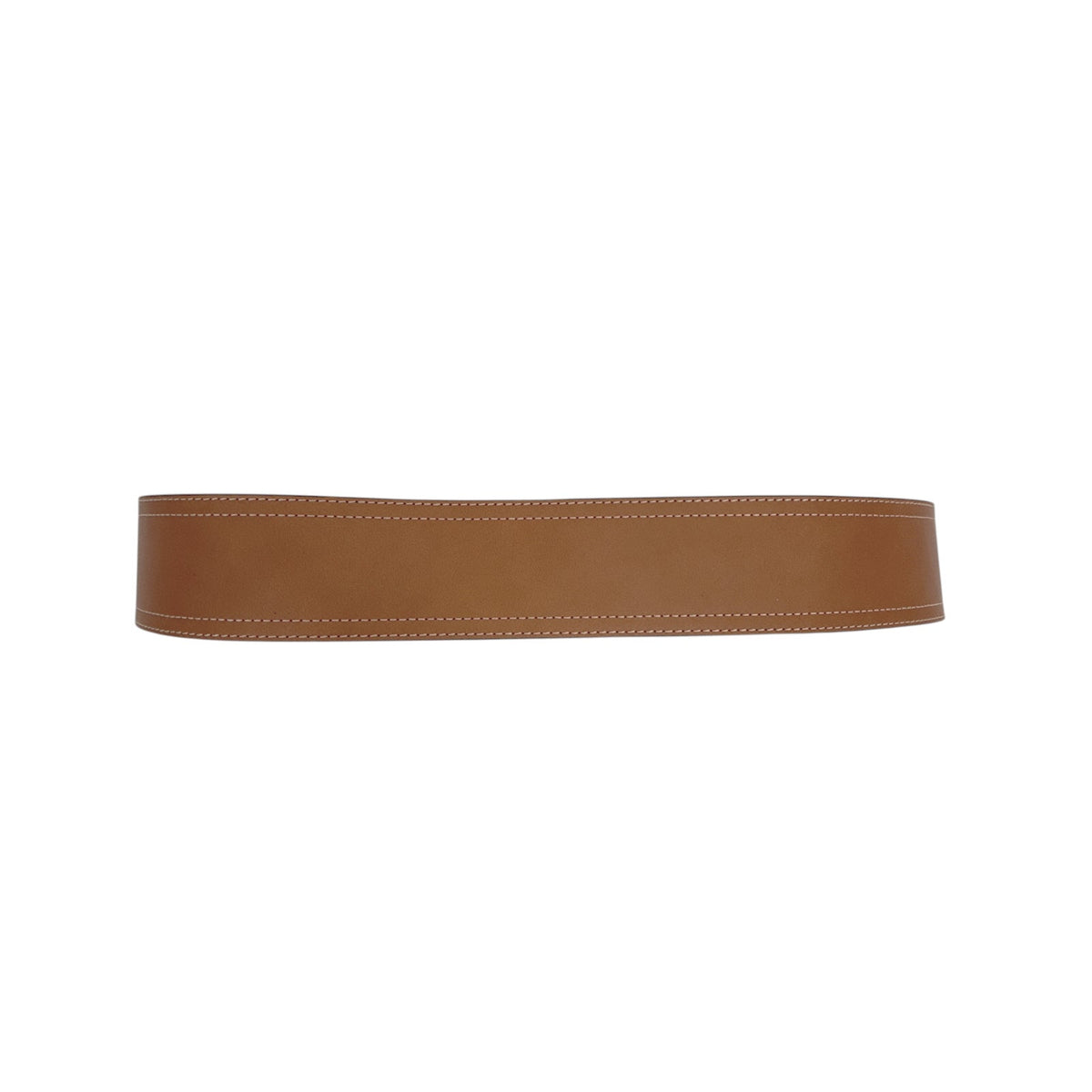 POLO RALPH LAUREN Elongated-Buckle Leather Belt in Cuoio & Silver M