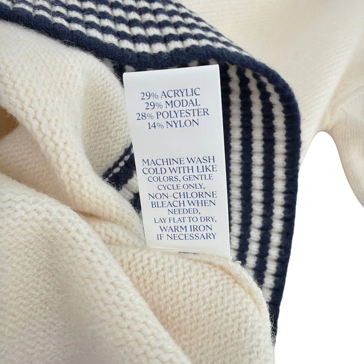 ADDISON BAY Carlyle Rugby Sweater in Cream & Navy XS