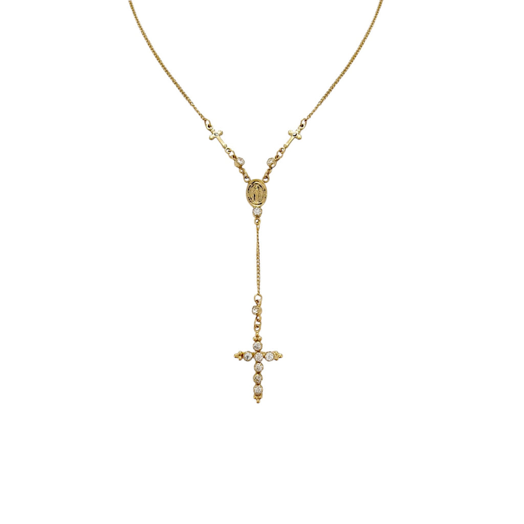 VIRGINS SAINTS & ANGELS VSA Maddie Rosary Necklace in Clear & Gold