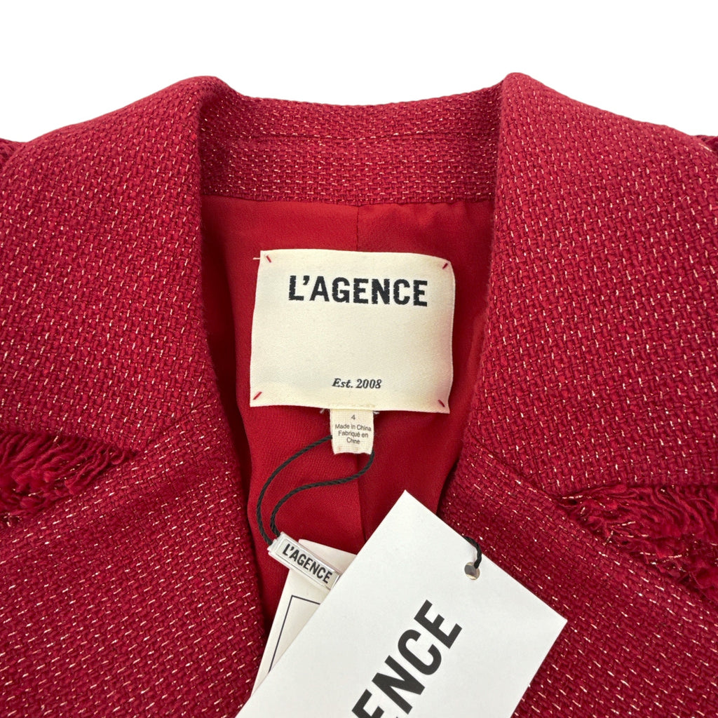 L'AGENCE Sylvia Collared Jacket in Garnet Red &amp; Copper 4