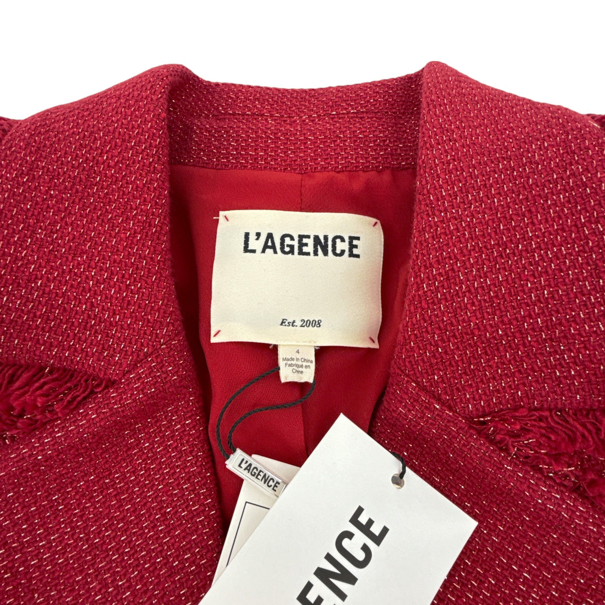 L'AGENCE Sylvia Collared Jacket in Garnet Red &amp; Copper 4