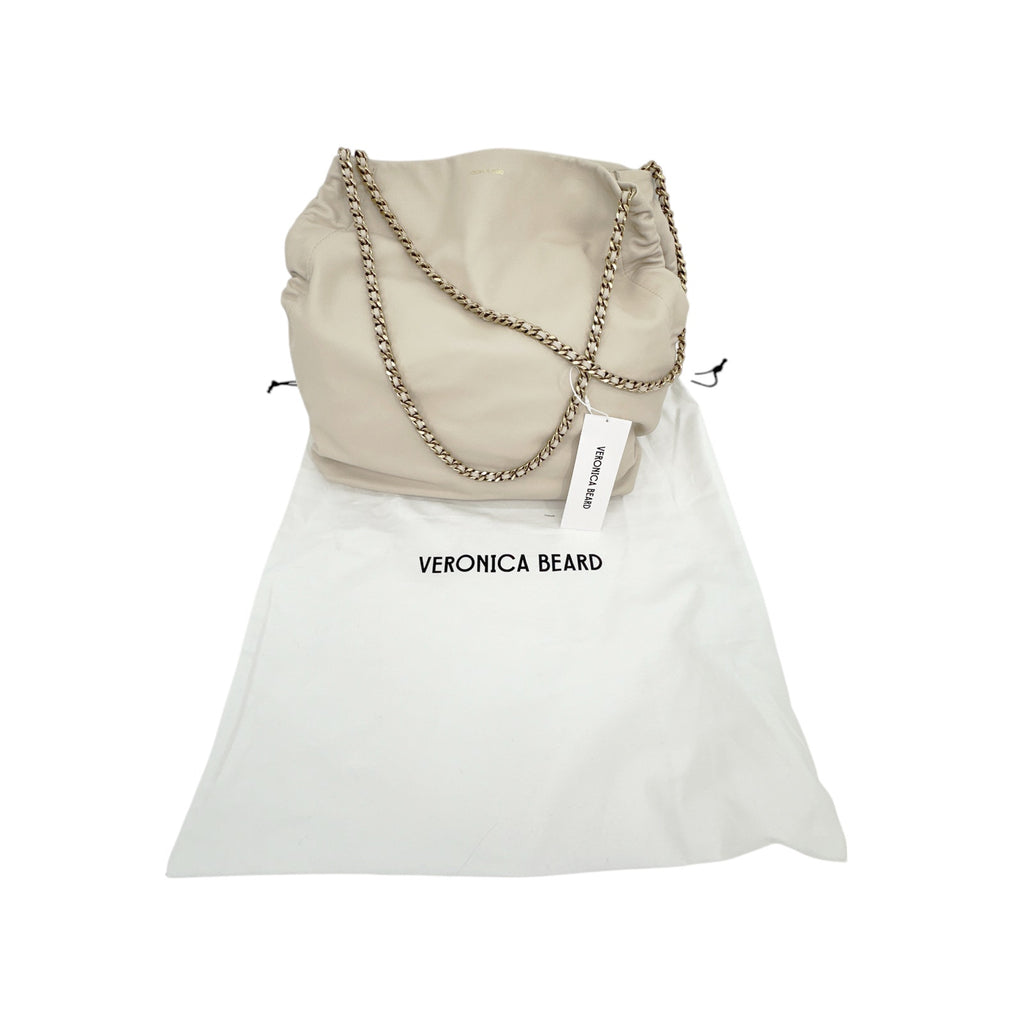 VERONICA BEARD Leather Slouch Bag in Ivory