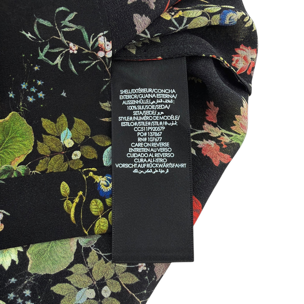 ALICE+OLIVIA Floral Ruffle Blouse in Blush Kiss Black S