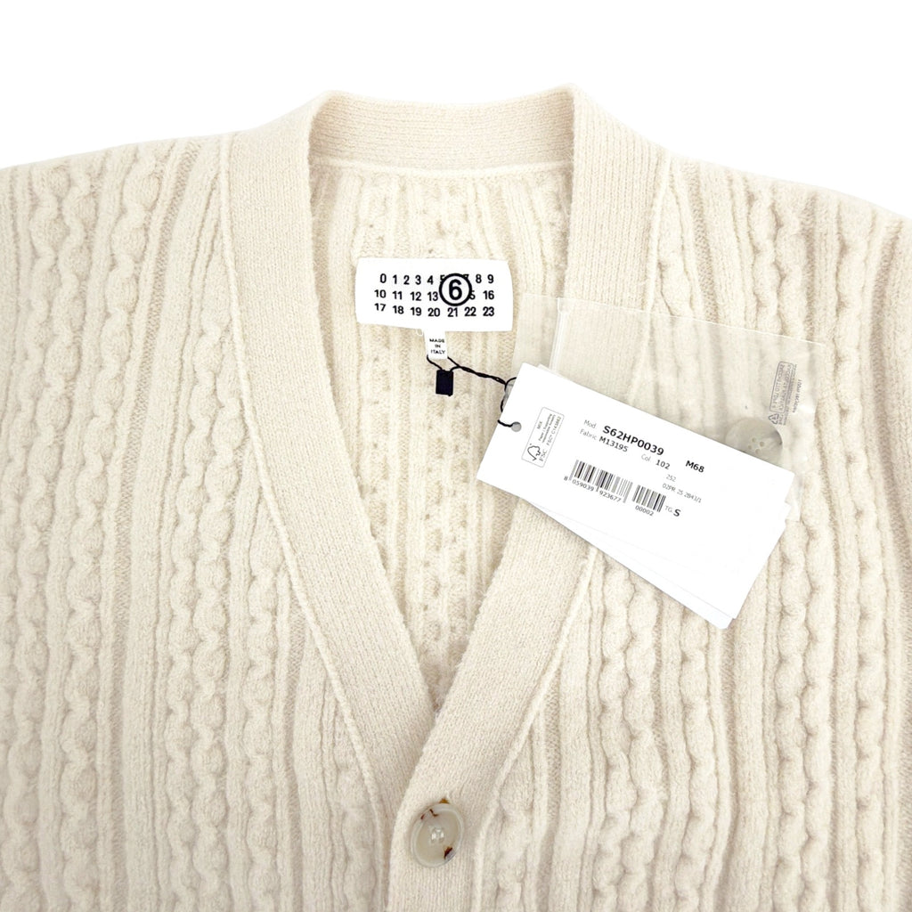 MM6 Maison Margiela Cable Knit Cardigan in Cream S