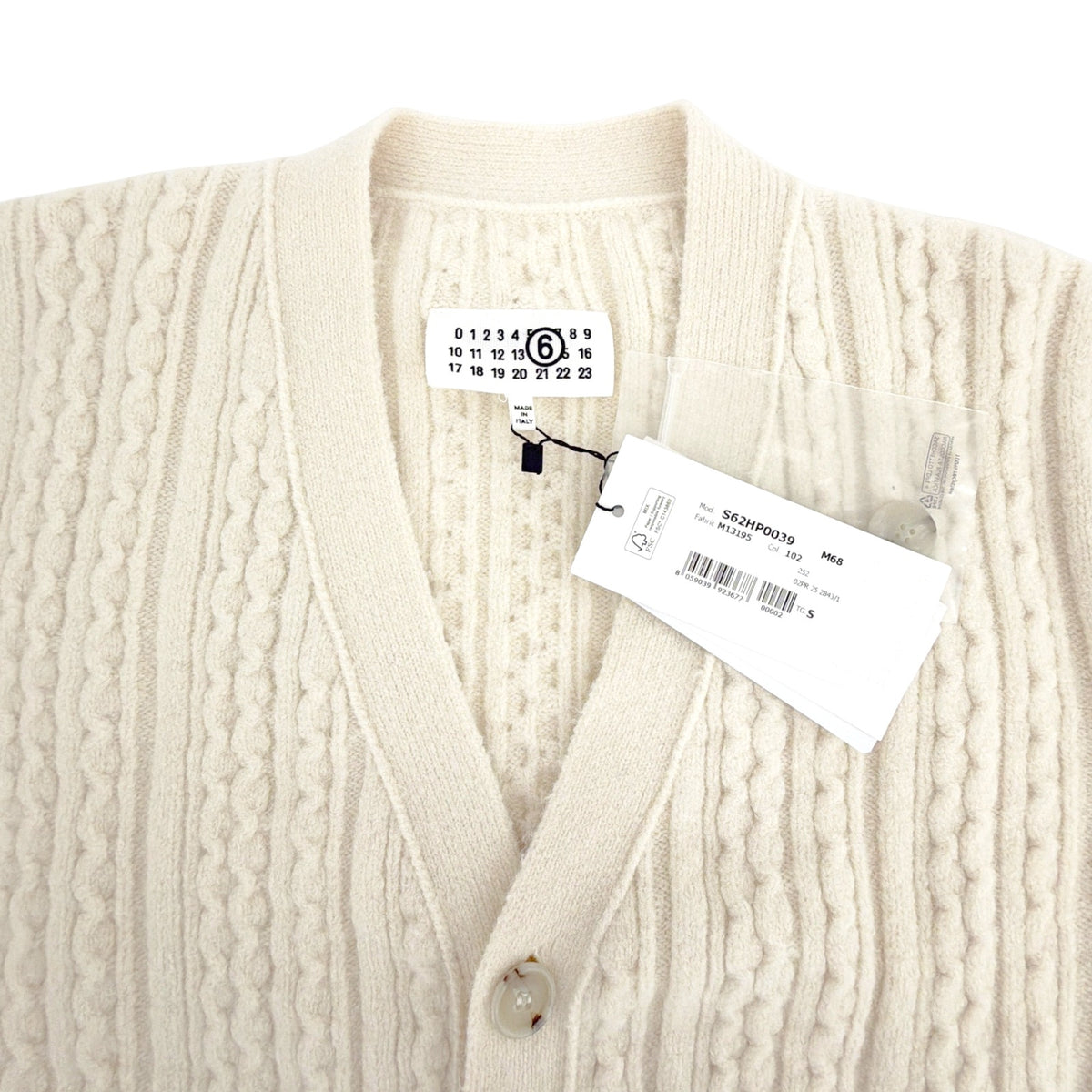 MM6 Maison Margiela Cable Knit Cardigan in Cream S