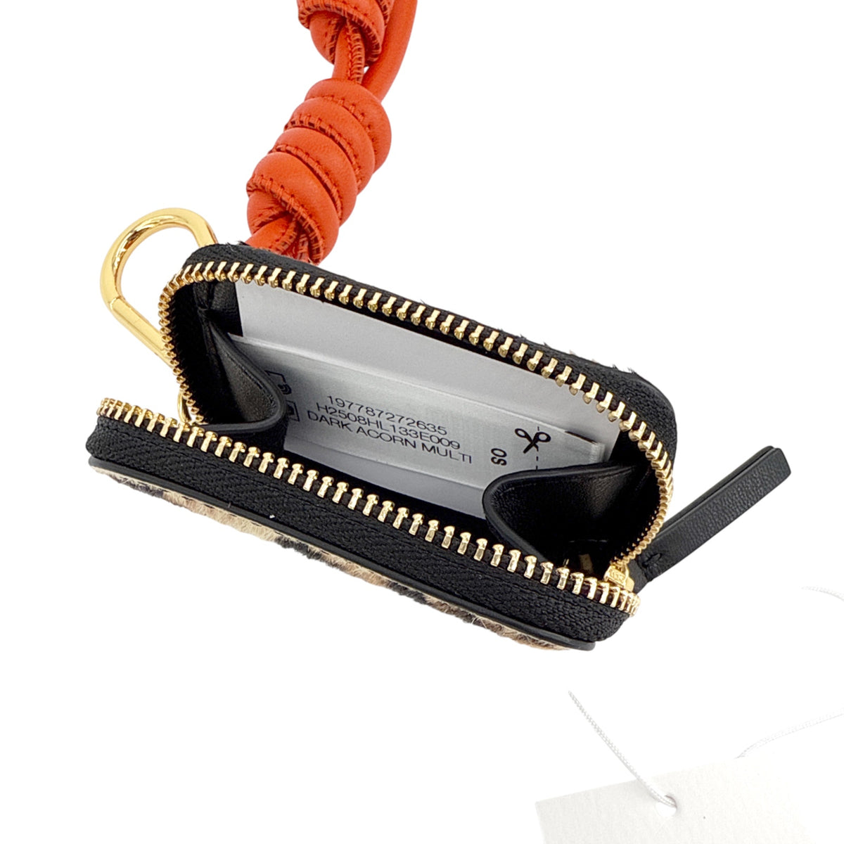 VERONICA BEARD Leopard Zip Pouch Bag Charm Dark Acorn