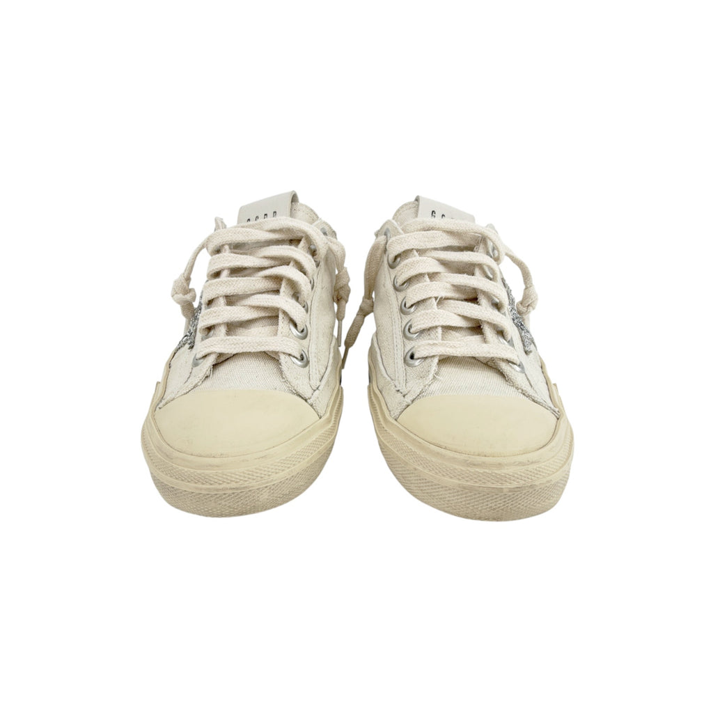 GOLDEN GOOSE V-Star Canvas with Silver Glitter Star 37
