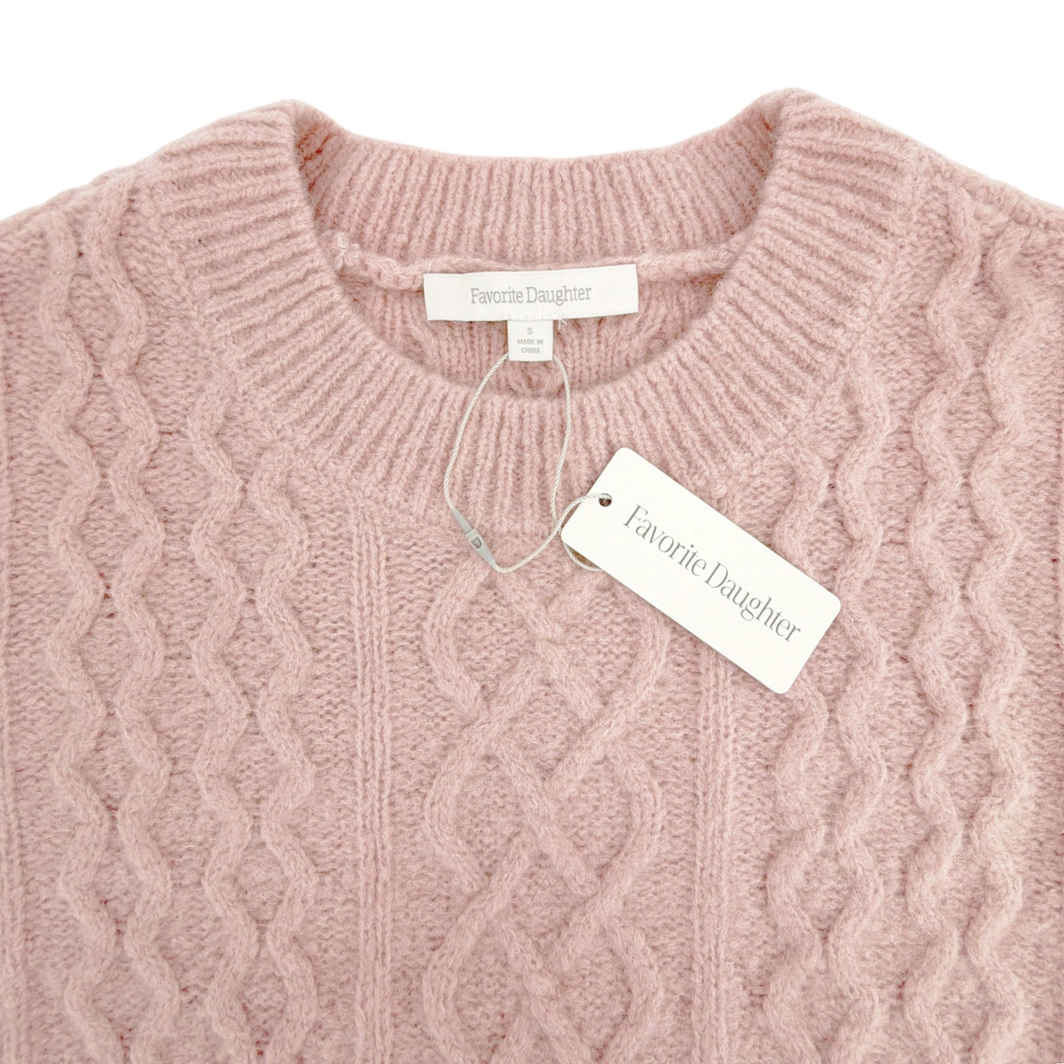FAVORITE DAUGHTER The Oversized Cable Sweater in Whimsical Rose S