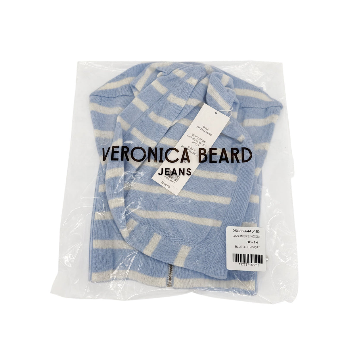 VERONICA BEARD Cashmere Hoodie Dickey in Bluebell & Ivory