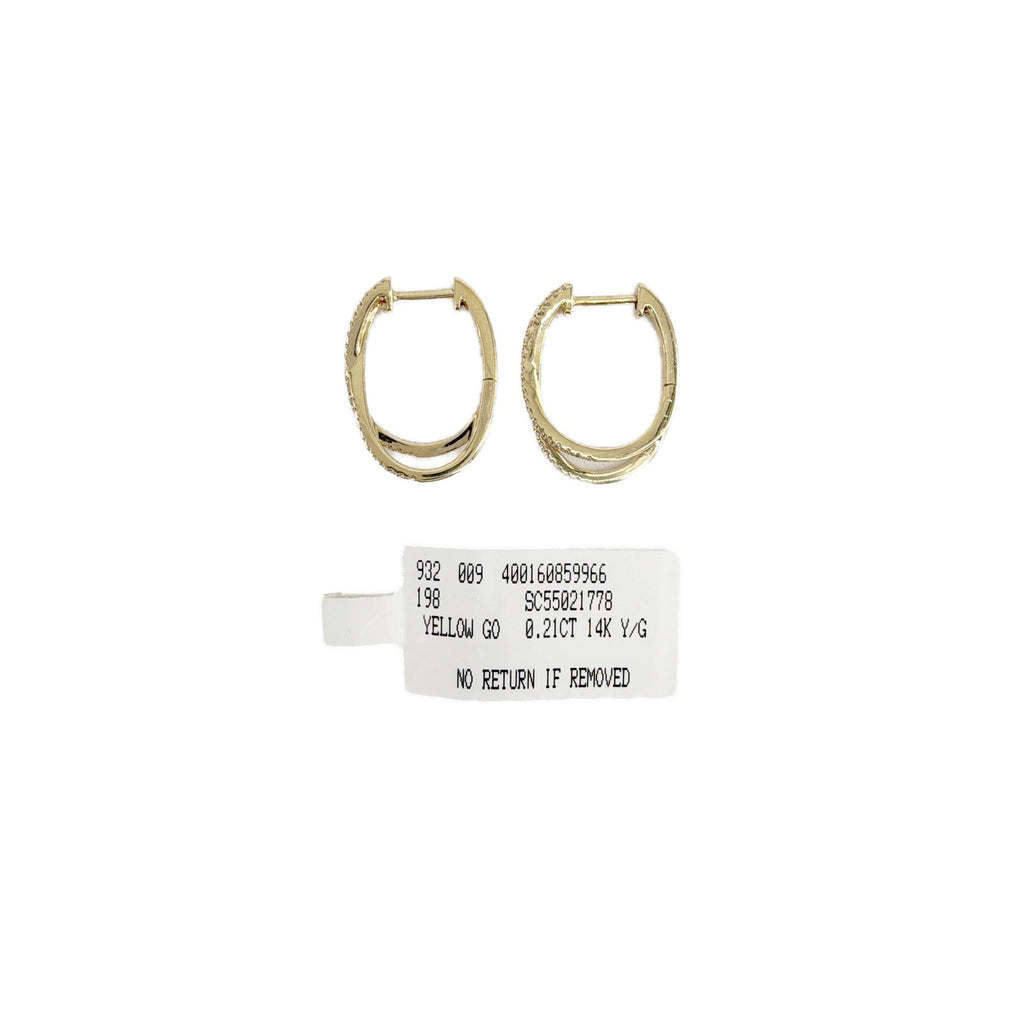 SHY Creation Diamond 14K Yellow Gold Crossover Hoop Earrings .21 CTW