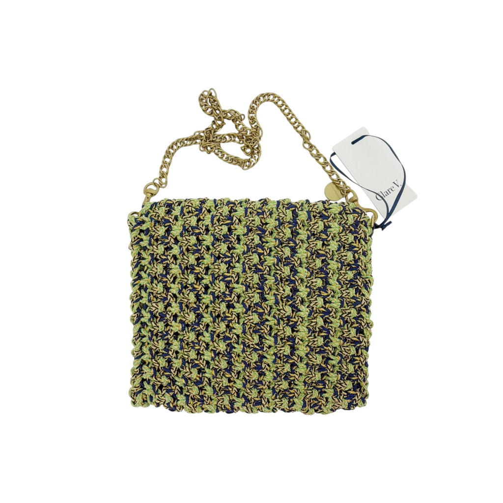 CLARE V. Ramya Bag in Green & Navy Metallic Crochet