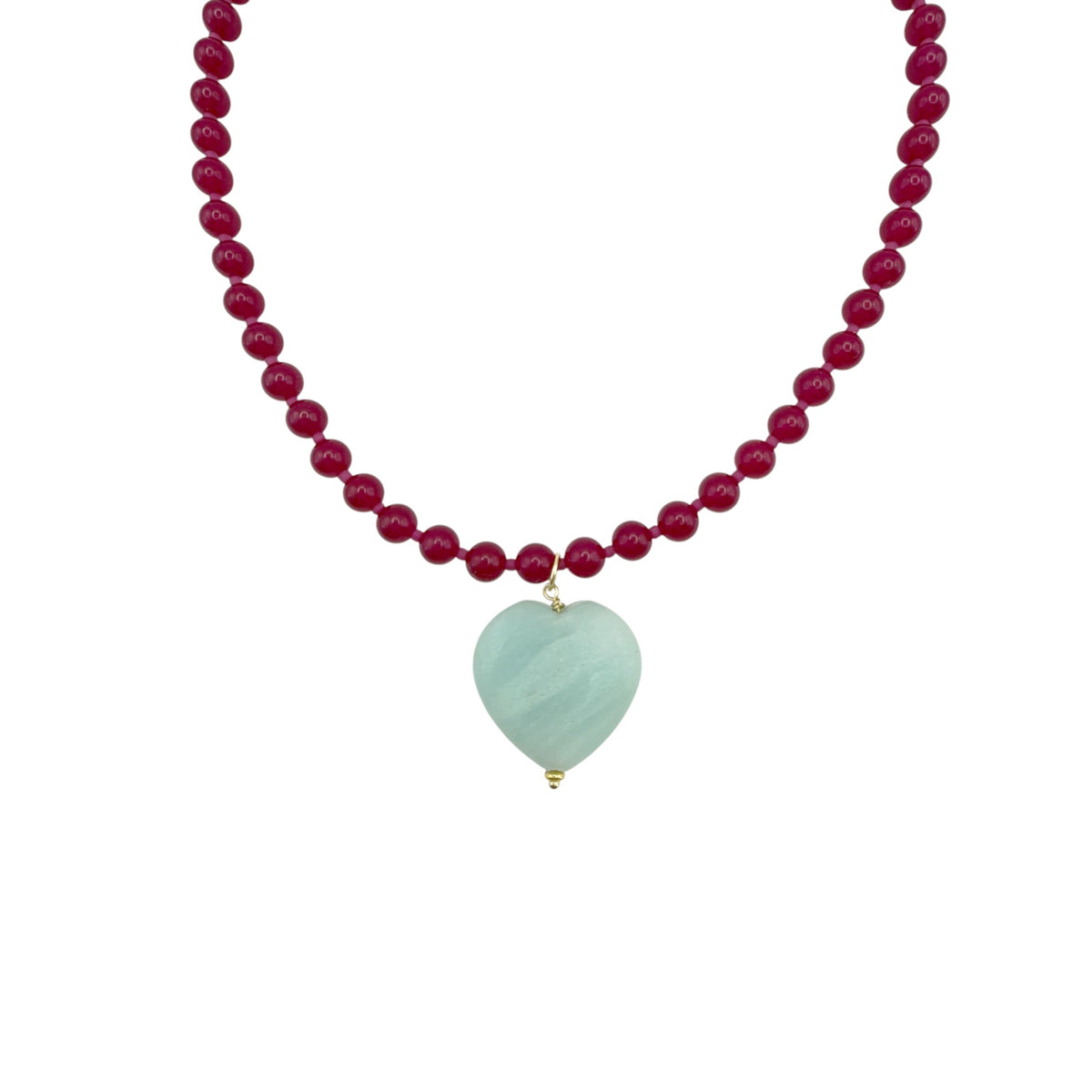 THE SILVER WREN Rylen Beaded Necklace in Pink and Amazonite
