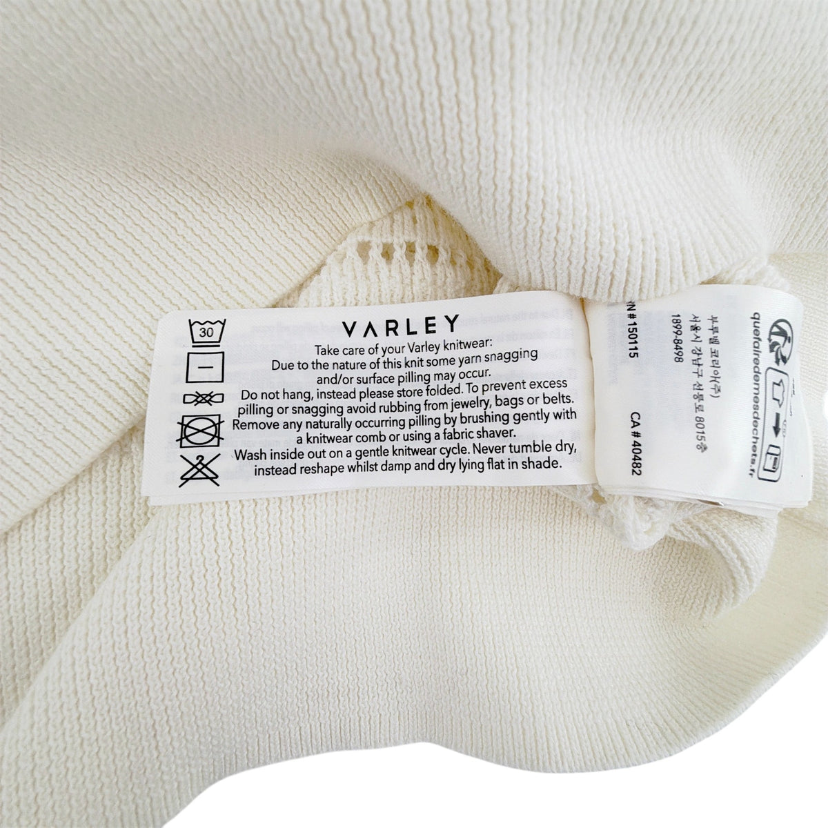 VARLEY Callie Knit Top in Egret XS