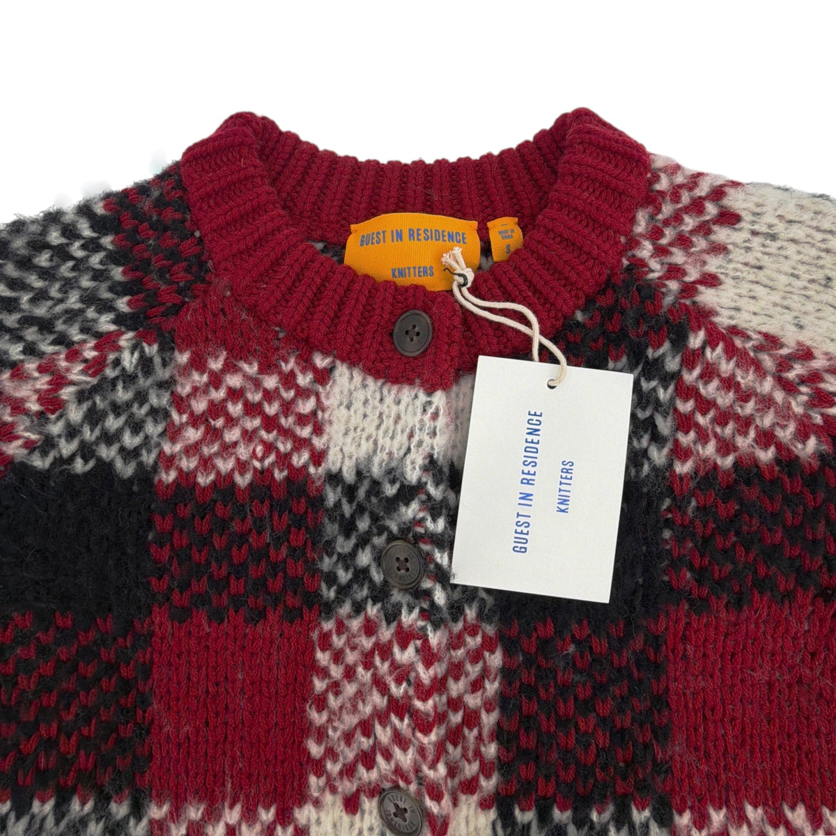 GUEST in RESIDENCE Buffalo Plaid Cardigan in Ruby Combo S