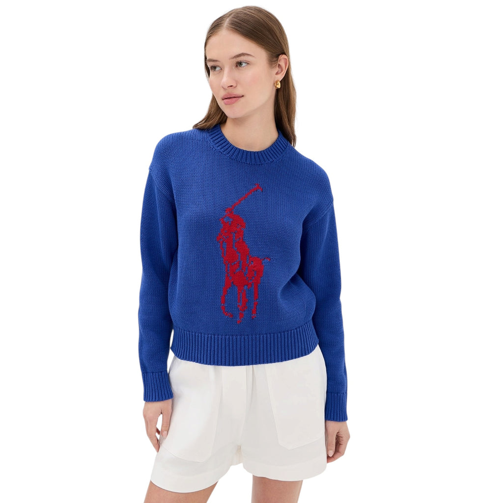 POLO RALPH LAUREN Long Sleeve Crew Neck Pullover in Bright Royal S