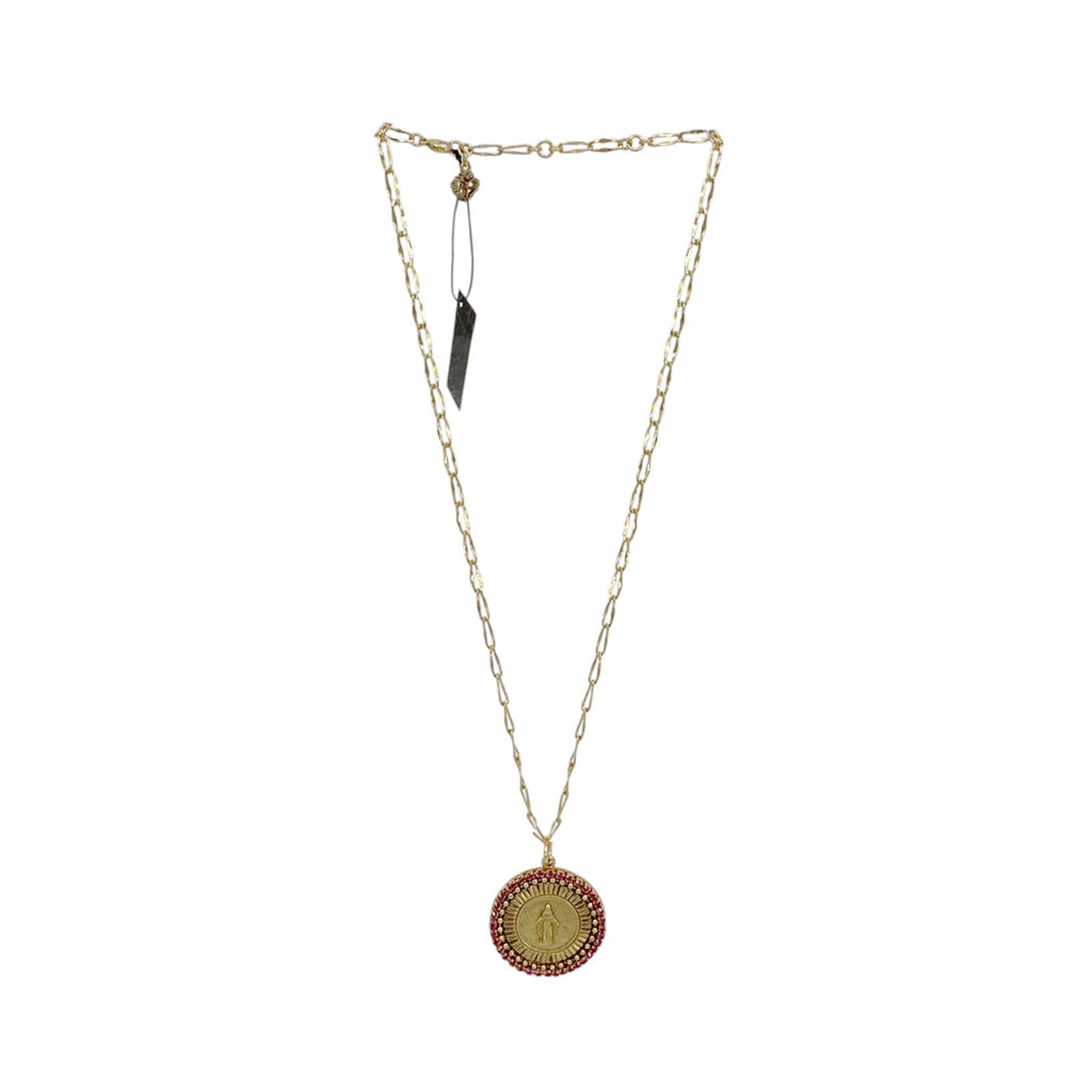 VSA Disco Virgin Charm Necklace Gold & Fuchsia