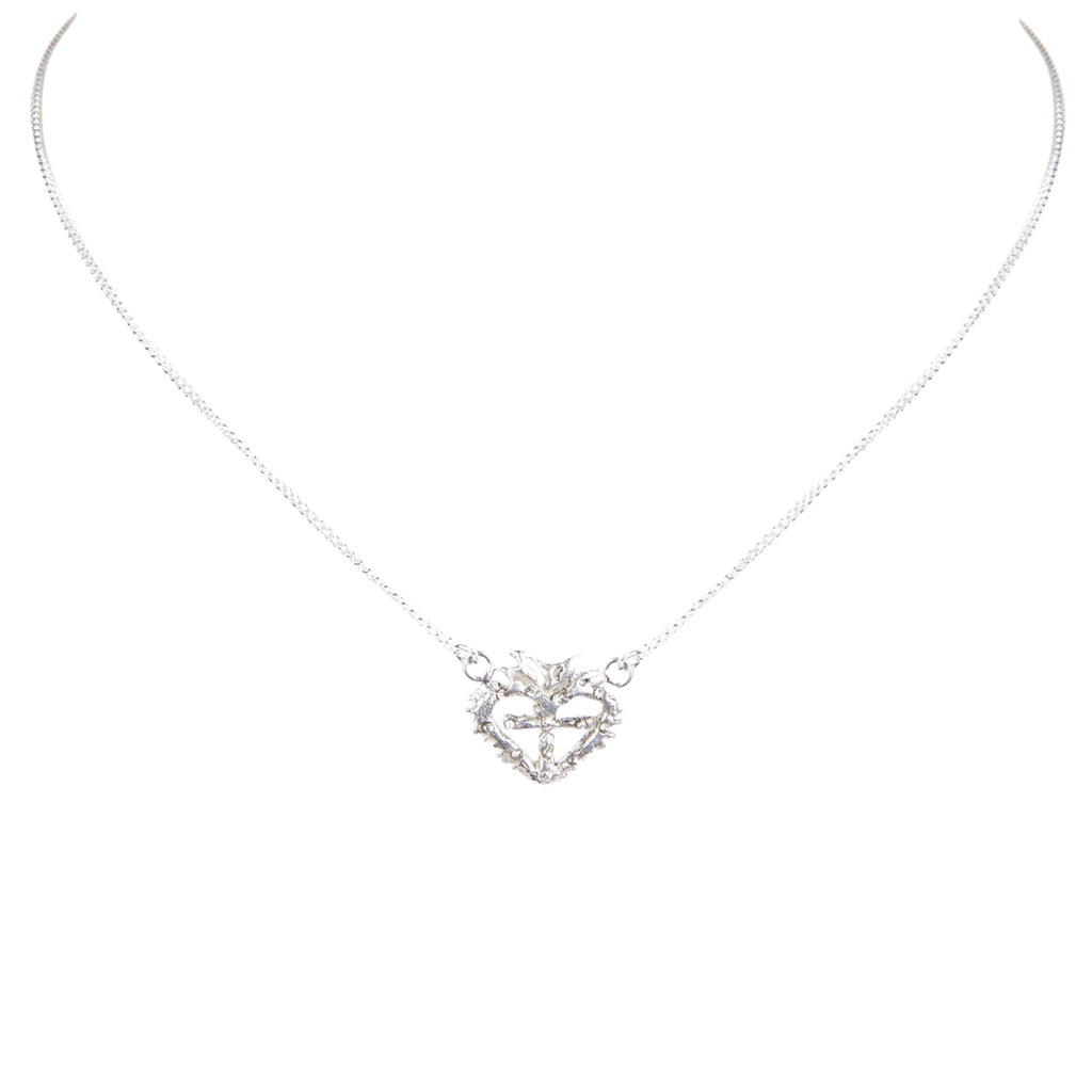VSA Queen of Hearts Petite Logo Necklace Silver