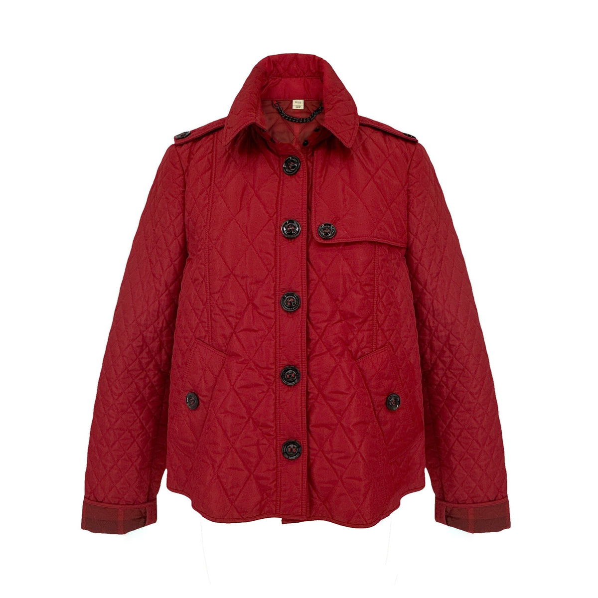 BURBERRY London Cropped Diamond Quilted Jacket in Red US10 | M