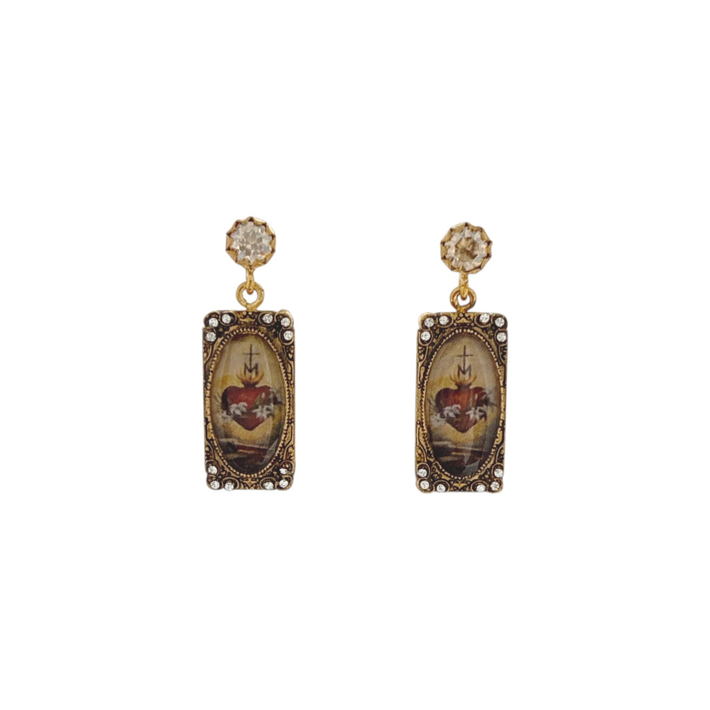 VIRGINS SAINTS & ANGELS VSA Retablo Rectangular Framed Earrings in Gold