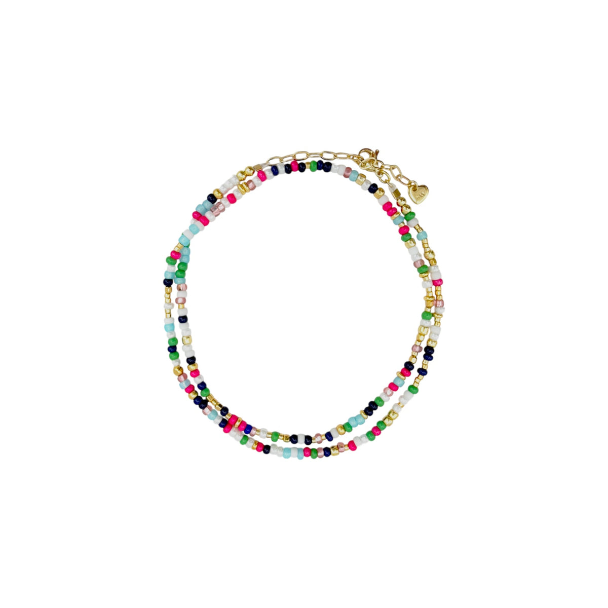 THE SILVER WREN Unity Beaded Necklace in Navy, Green, & Pink
