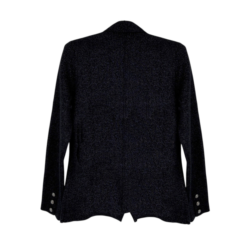L'AGENCE Kenzie Metallic Knit Blazer in Black & Gunmetal Lurex S