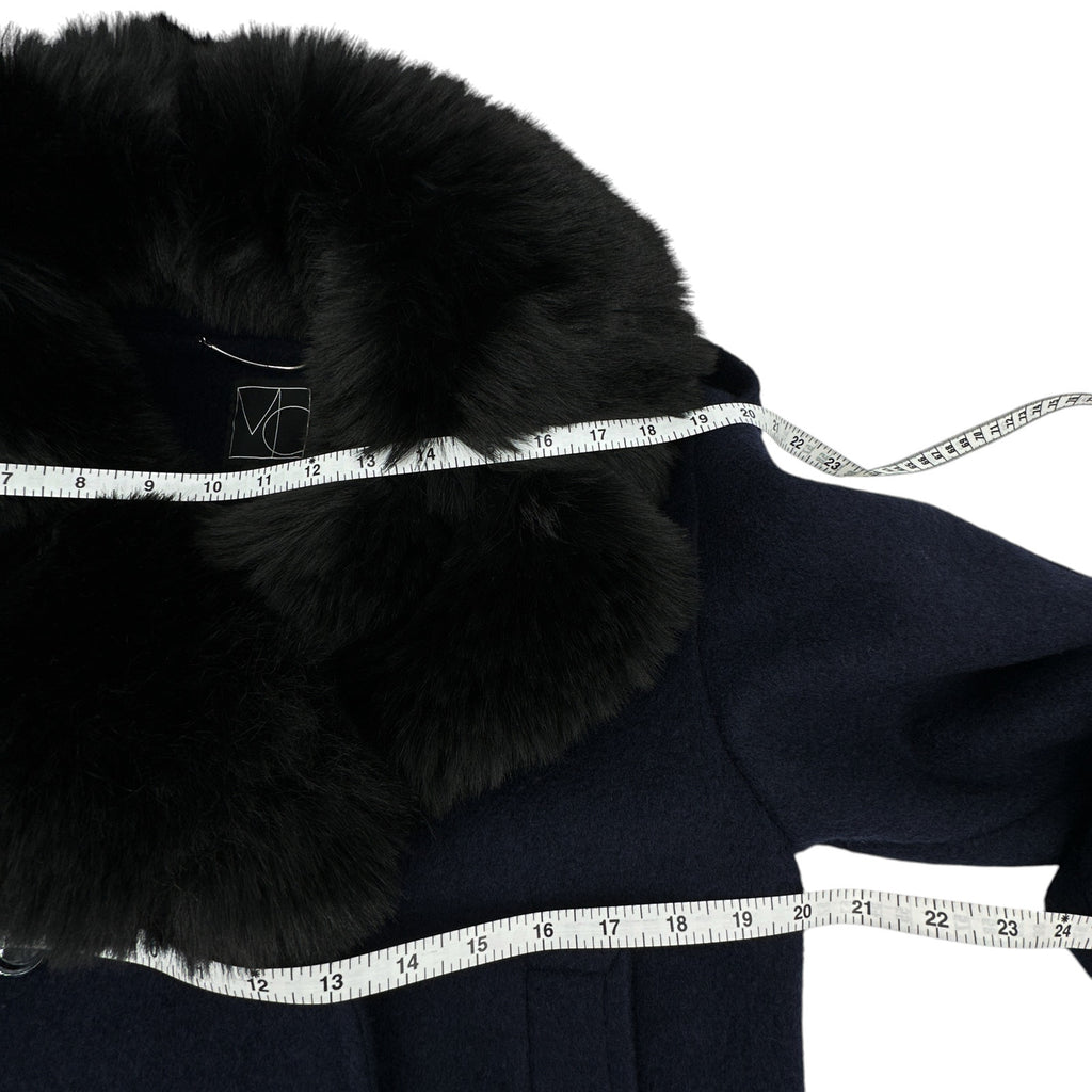 MERCER COLLECTIVE Georgia Faux Fur Collar Double-Breasted Peacoat S