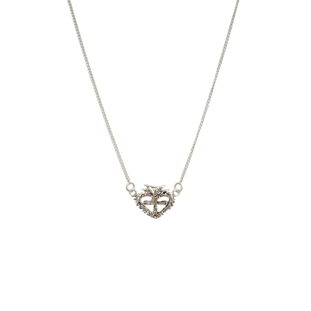 VSA Queen of Hearts Petite Logo Necklace Silver