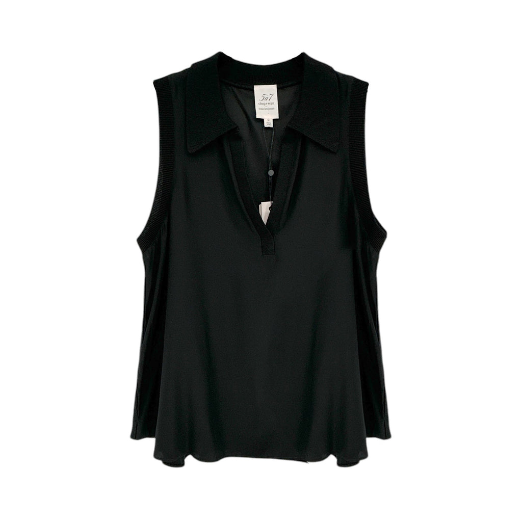 CINQ A SEPT Lysandra Silk Top in Black M