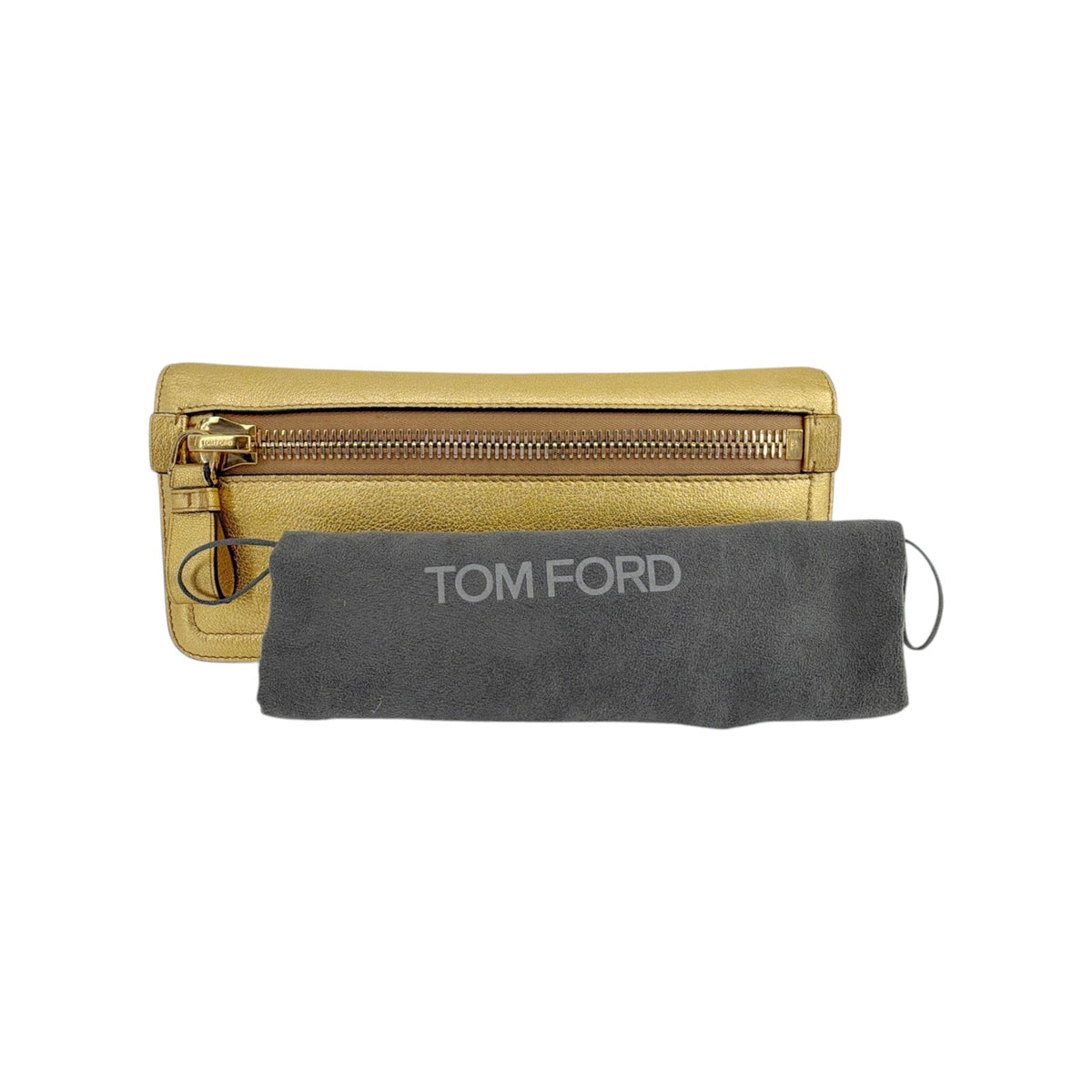 TOM FORD Jennifer Metallic Zip Clutch Bag Golden