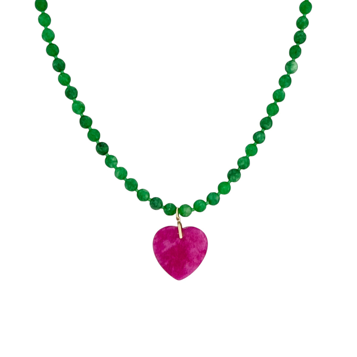THE SILVER WREN Abel Beaded Necklace in Green and Pink 18"