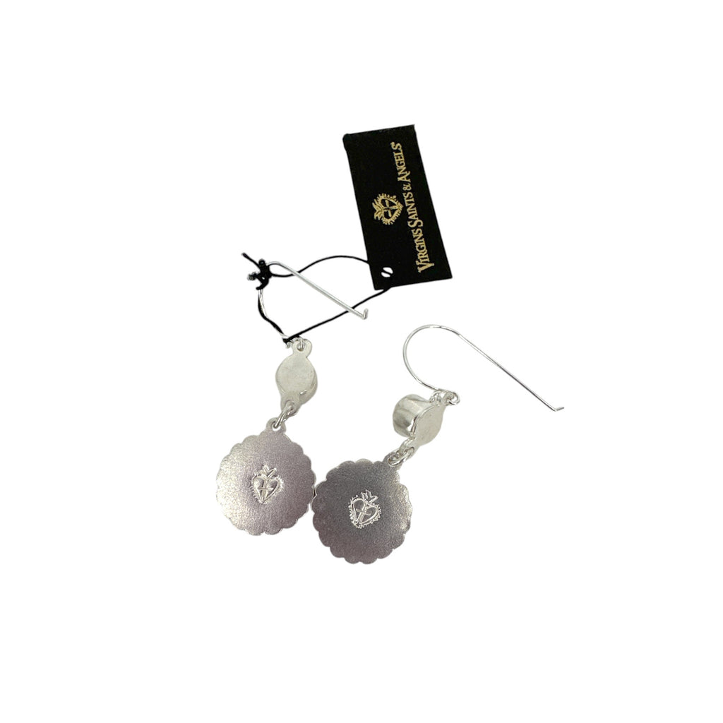 VSA Magdalena Sacred Heart Earrings Silver Pacific Opal