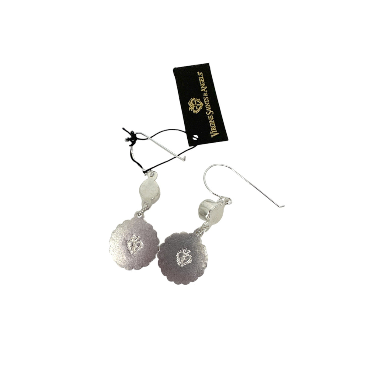 VSA Magdalena Sacred Heart Earrings Silver Pacific Opal