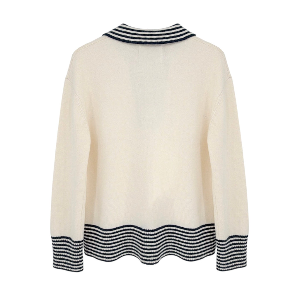 ADDISON BAY Carlyle Rugby Sweater in Cream & Navy XS