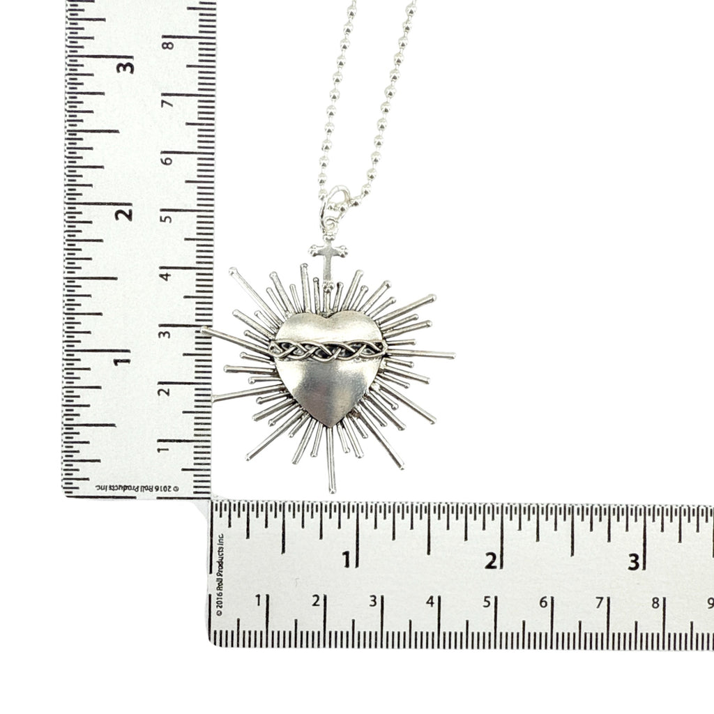 VSA Sacred Flame Charm Necklace Silver 34" Ball Chain