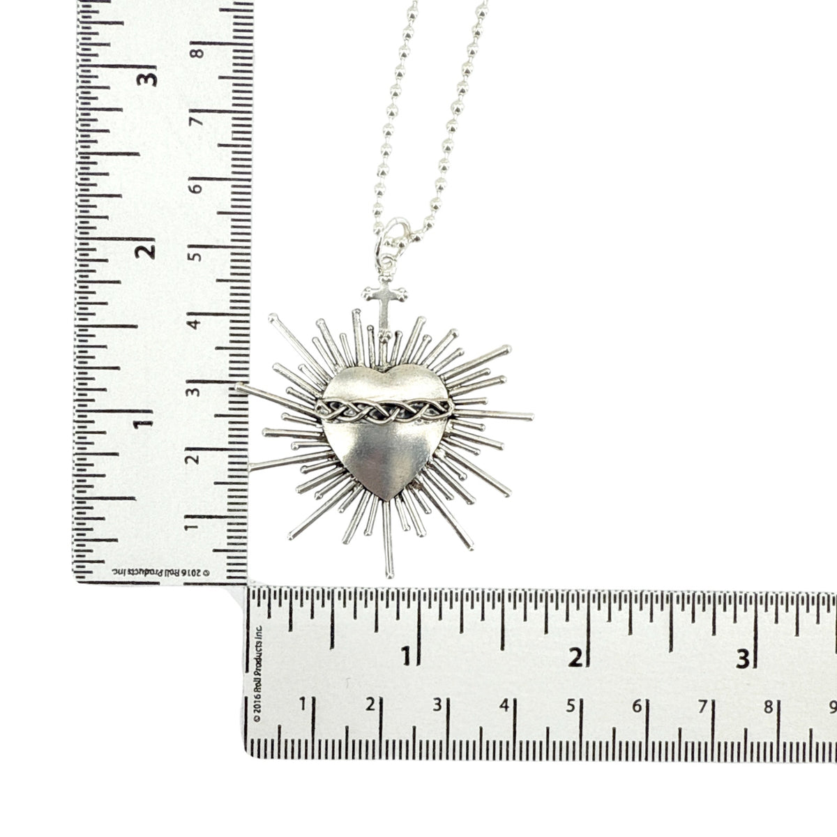 VSA Sacred Flame Charm Necklace Silver 34" Ball Chain