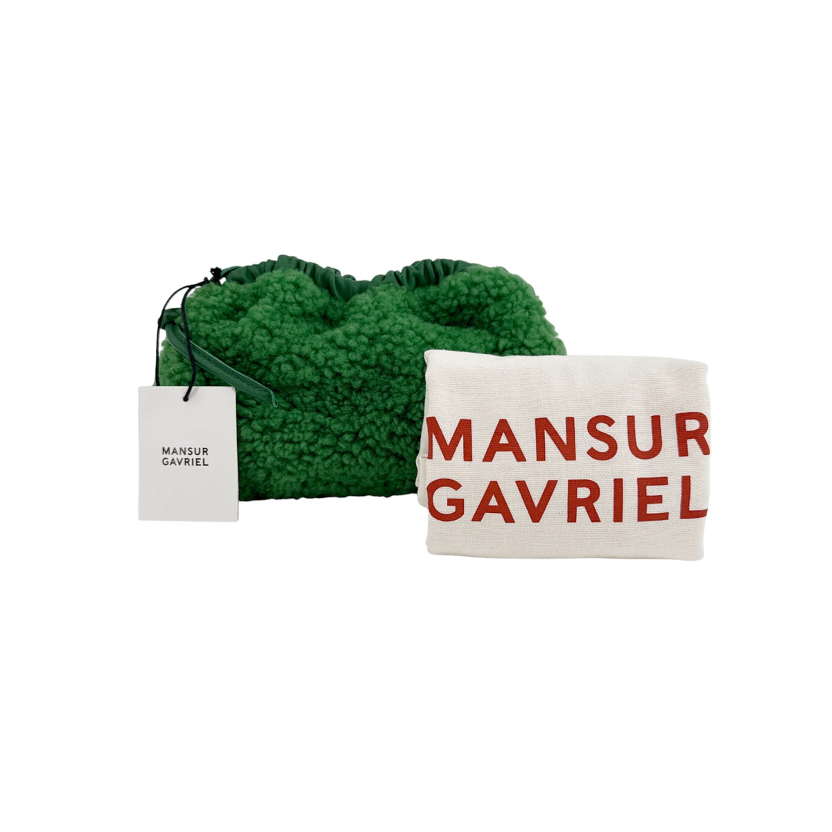 MANSUR GAVRIEL Mini Cloud Clutch Bag in Emerald Shearling